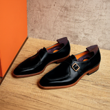 Black Leather Algarve Single Monk Straps - AW24