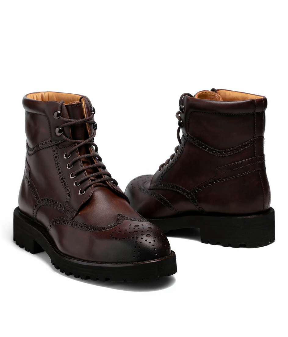 Brown Leather Troyes Chunky Derby Boots - AW24 - Hiking and Trekking Boots