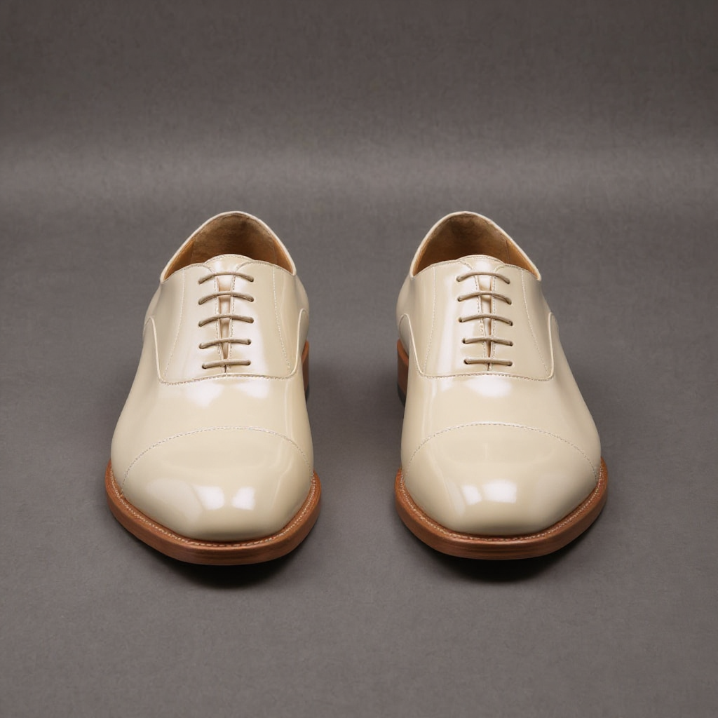 Cream Leather Woodford Balmoral Toe Cap Oxfords - Formal Shoes