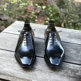Black Leather Pamira Whole Cut Oxfords - Formal Shoes - AW24