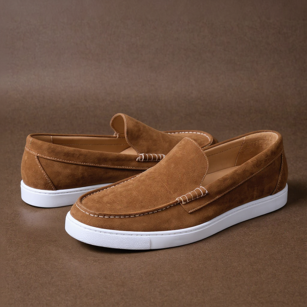 Brown Suede Leather Anthea Slip On Sneakers
