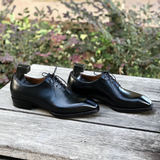 Black Leather Pamira Whole Cut Oxfords - Formal Shoes - AW24