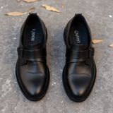 Black Leather Benedetto With Thick Sole Loafers
