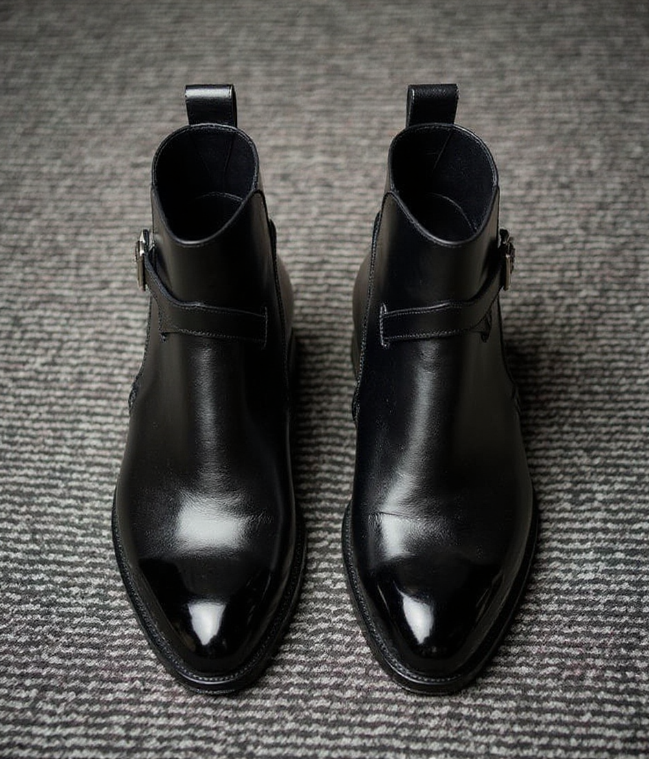 Black Leather Alvor Slip On Jodhpur Boots - ITALIAN AW26
