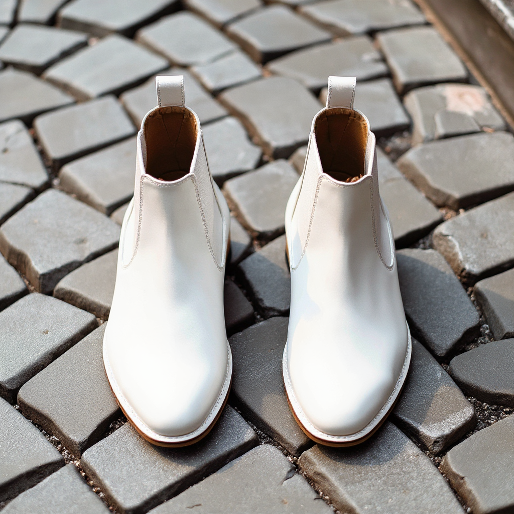 White Leather Belgrave Slip-On Chelsea Boots Summer 2024