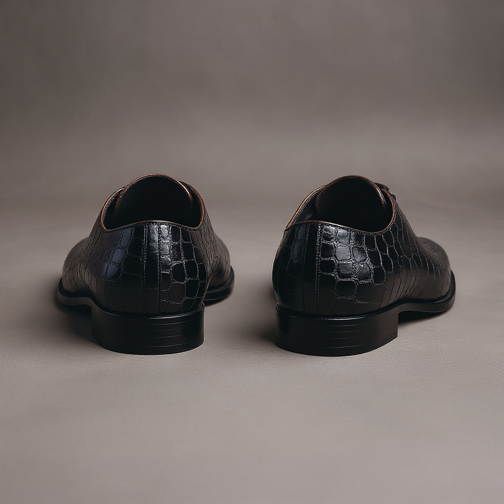 Black Croc Leather Nandes Oxford Shoes : The Dapper Edit