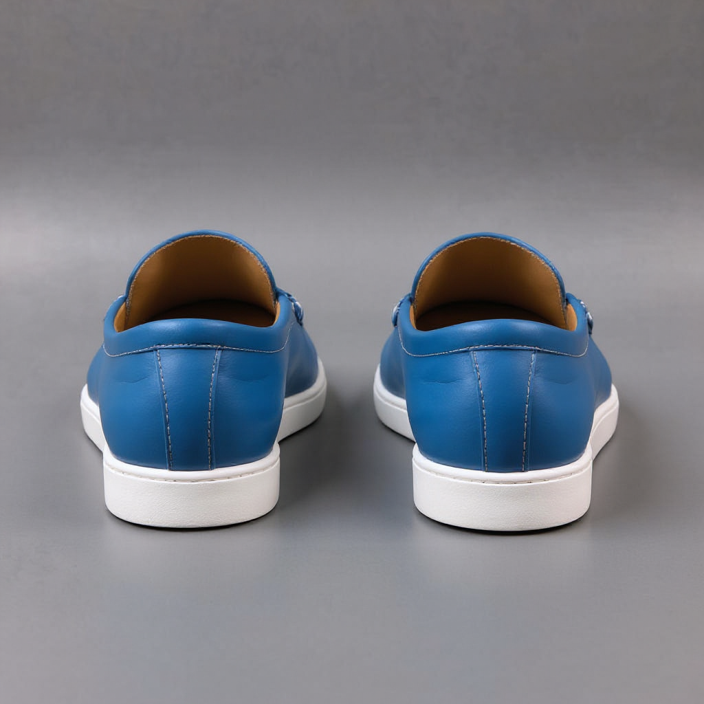 Blue Leather Magnus Slip On Sneakers