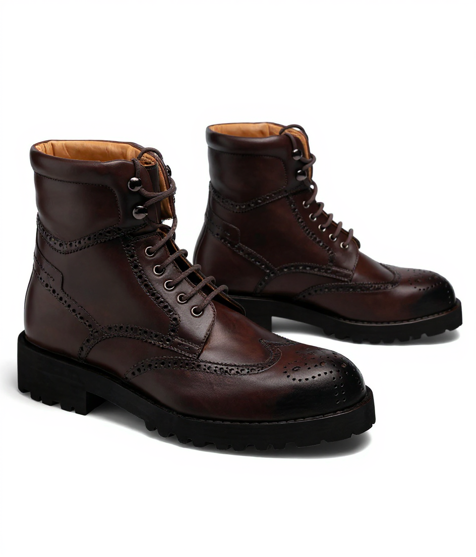 Brown Leather Troyes Chunky Derby Boots - AW24 - Hiking and Trekking Boots