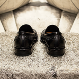 Black Crocodile Print Leather Holroyd Slip On Penny Loafers