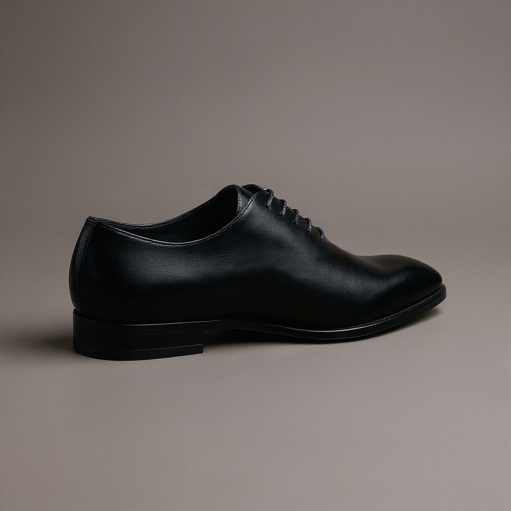 Black Leather Nandes Pointed Oxford Shoes