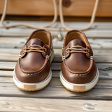 Brown Patrizio Boat Shoes with White Sole