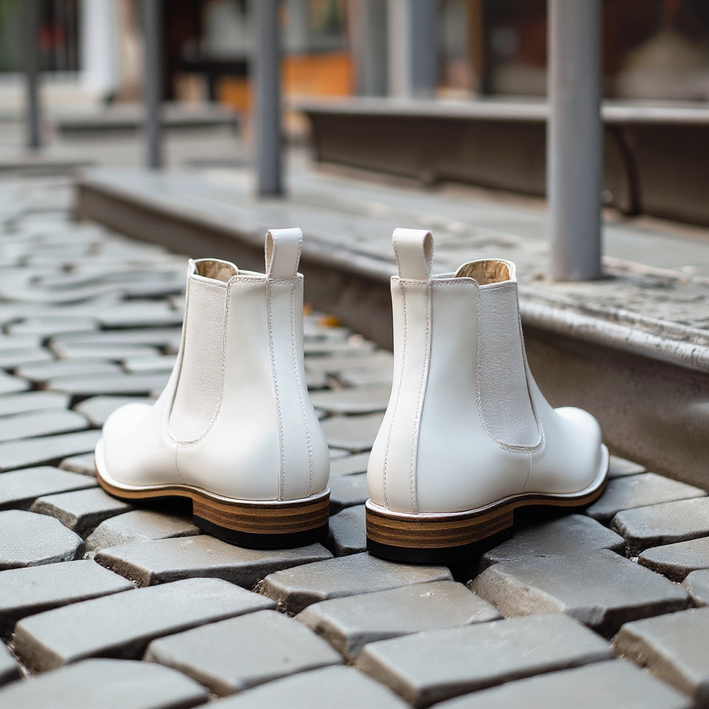 White Leather Belgrave Slip-On Chelsea Boots - Summer 2024 Collection
