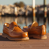 Tan Piero Boat Shoes with Honey Sole