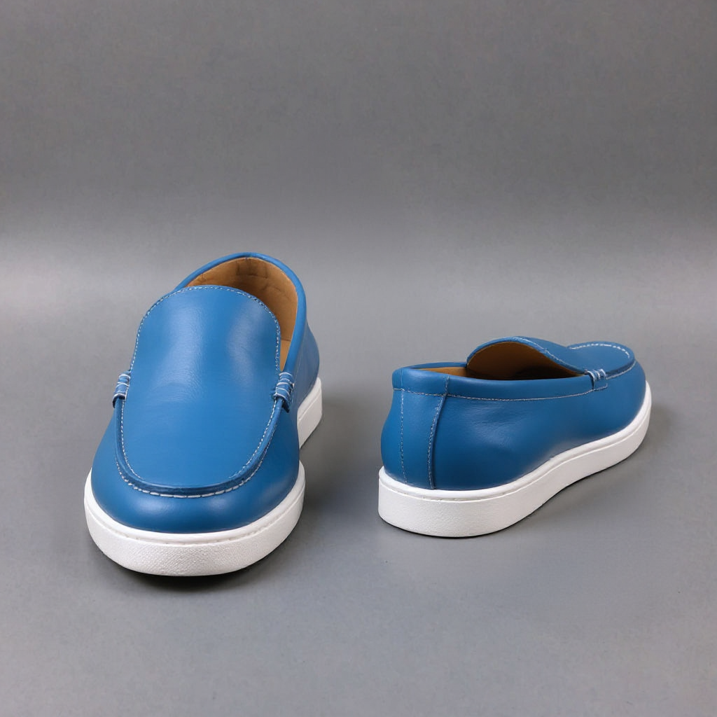 Blue Leather Magnus Slip On Sneakers