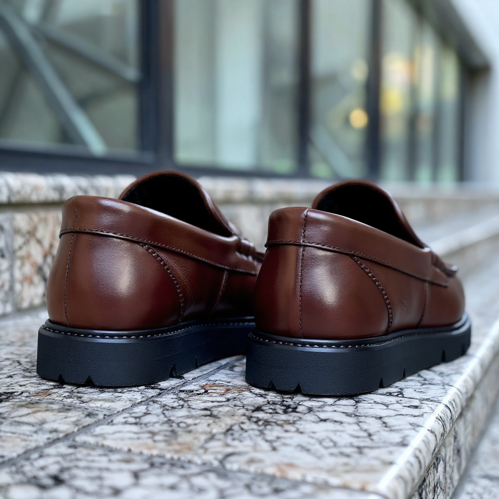 Brown Leather Attilio With Thick Sole Loafers