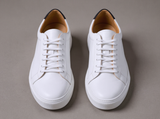 White Leather Sprint Lace-Up Sneakers with White Sole - Summer 2024 Collection