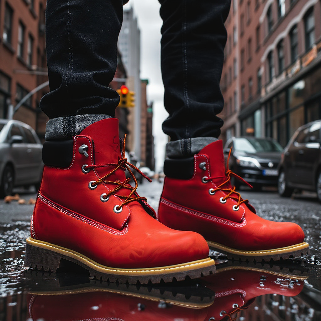 Red Leather Appoggio Ankle Rugged Lace Up Combat Hiking Boots with Chunky Track Sole