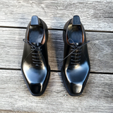 Black Leather Pamira Whole Cut Oxfords - Formal Shoes - AW24