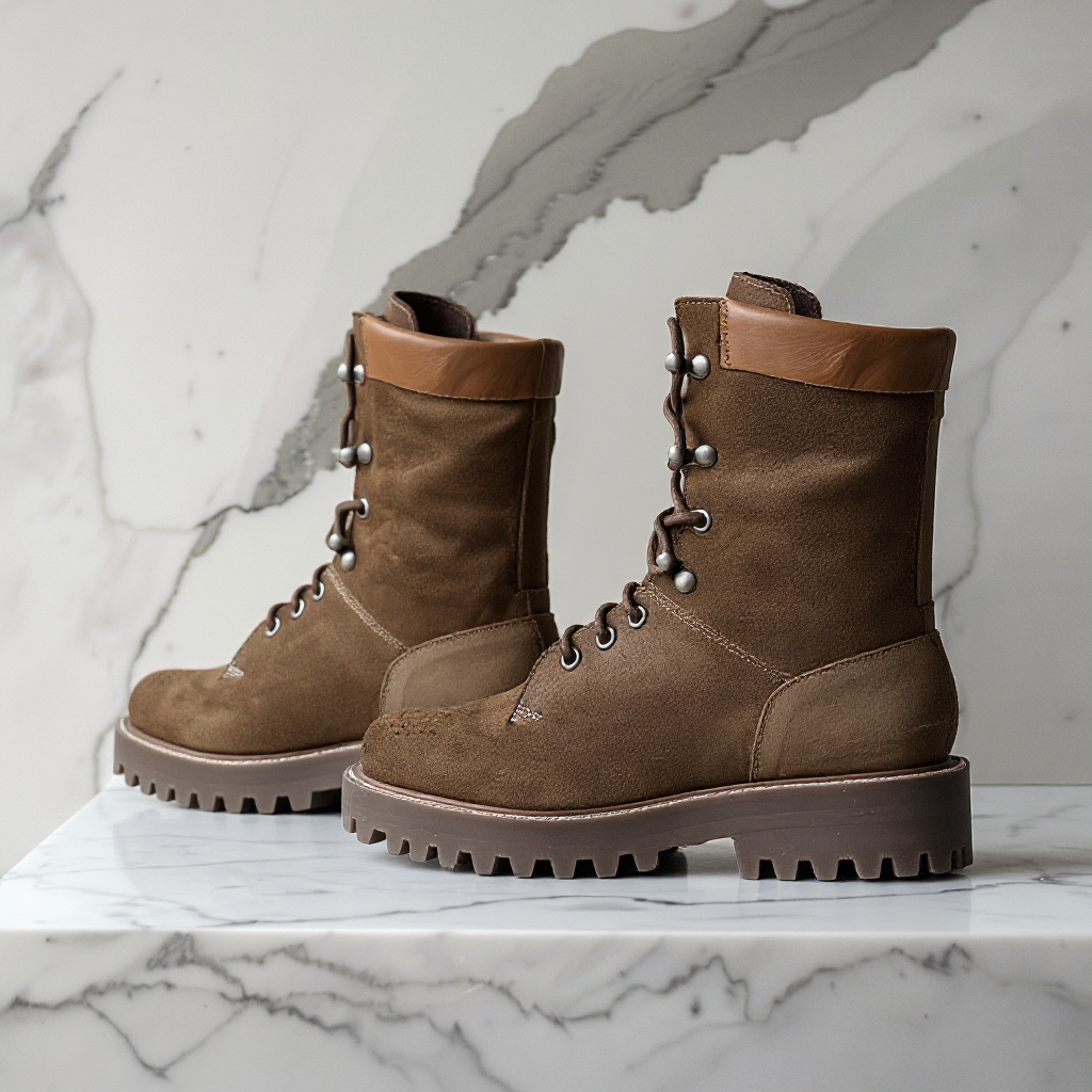 Brown Nubuck Leather Antonio Combat Boot