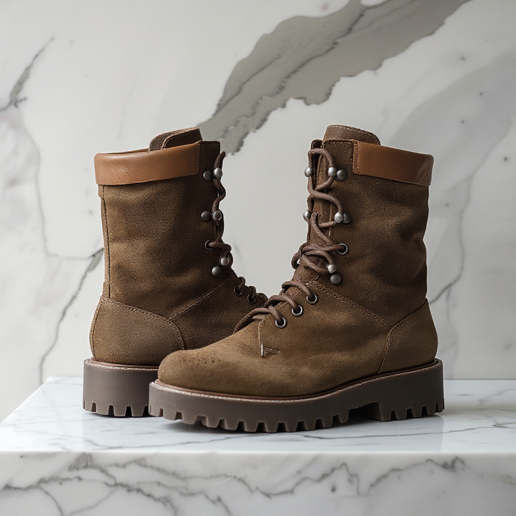 Brown Nubuck Leather Antonio Combat Boot