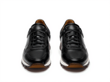 Black Leather Nausori Lace Up Running Sneaker Shoes