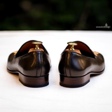 Brown Leather Embroidery Work Peshawari Loafers | Wedding Shoes for Groom | Shoes for Haldi Mehendi Sangeet - Wedding Essentials