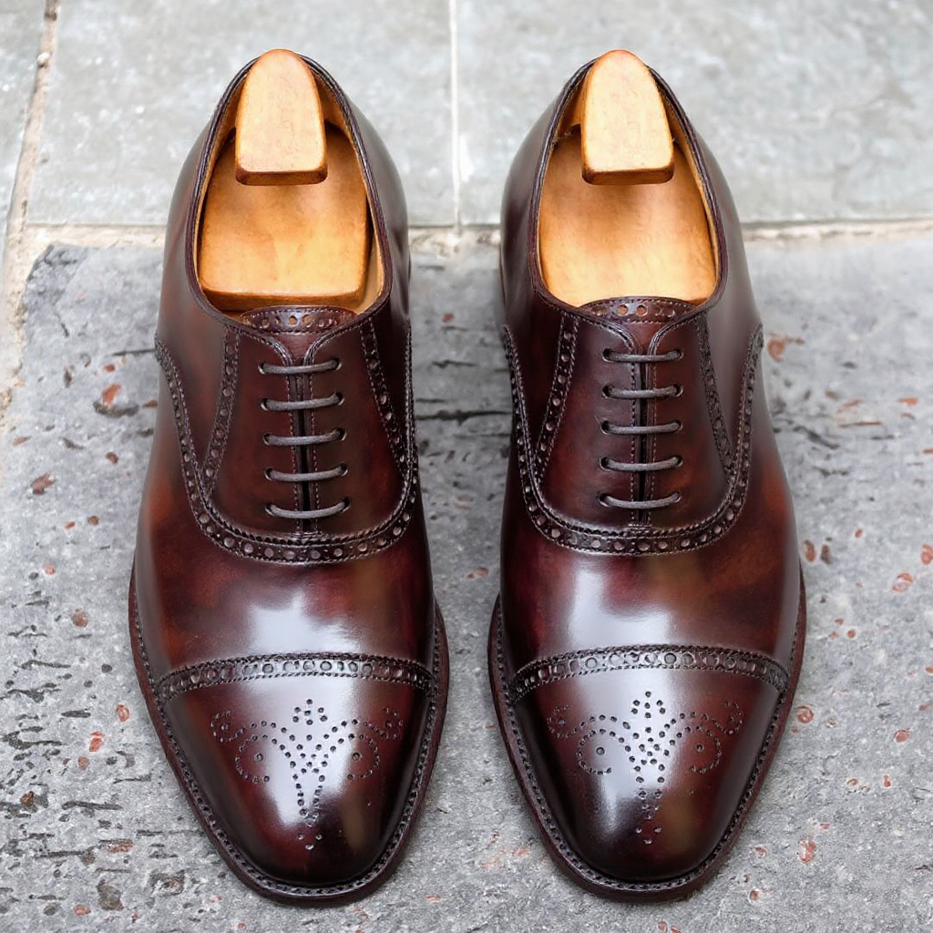 Brown Leather Alcacer Brogue Toecap Oxfords - Formal Shoes