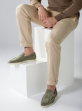 Green Suede Luna Yatch Loafers with White Soles - Summer 2024 Collection -ITALIAN AW26