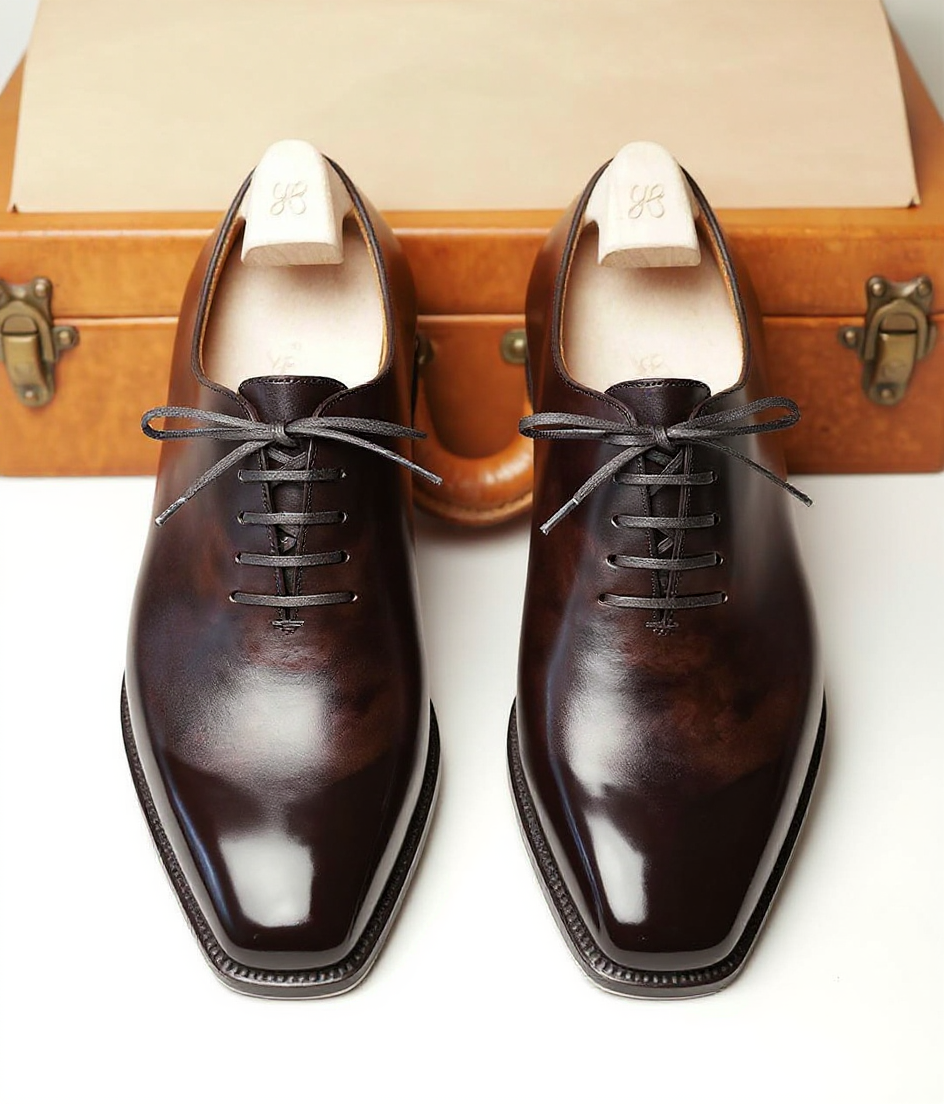 Brown Leather Lorcin Whole Cut Oxfords - Formal Shoes - AW24