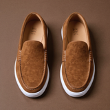Brown Suede Leather Anthea Slip On Sneakers