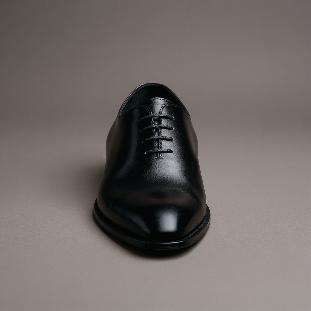 Black Leather Nandes Pointed Oxford Shoes