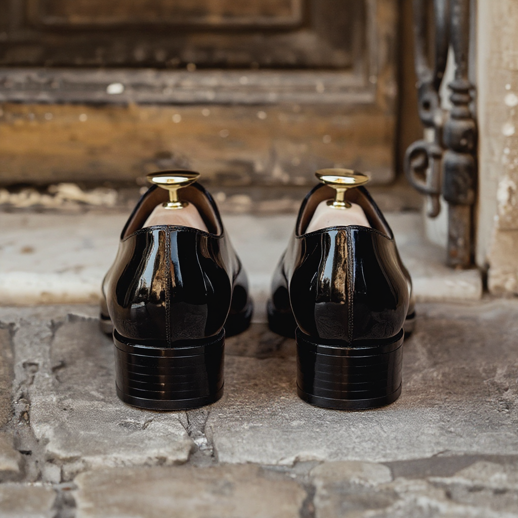 Height Increasing Black Patent Leather Desiderio Lace-Up Pointed Oxford Shoes