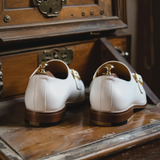 White Leather Friar's Fashion Monk Straps Shoes