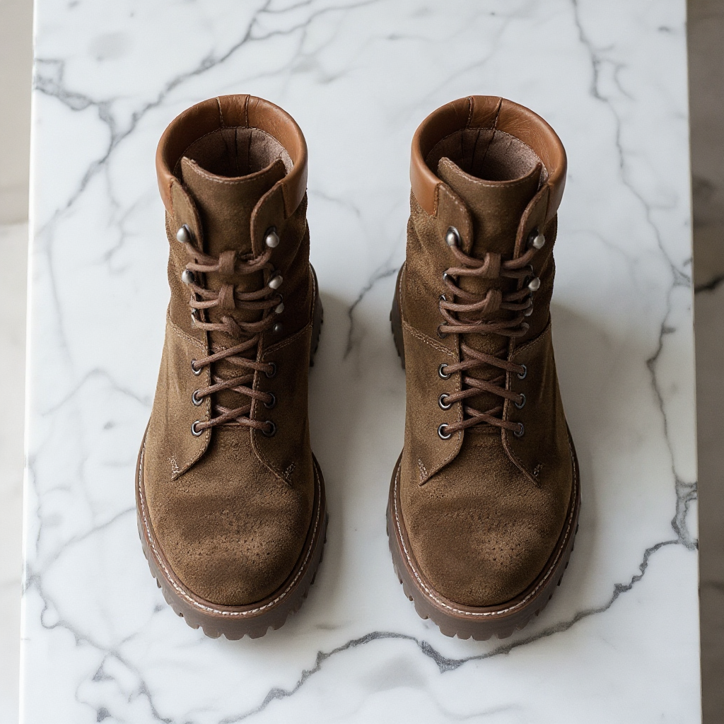 Brown Nubuck Leather Antonio Combat Boot