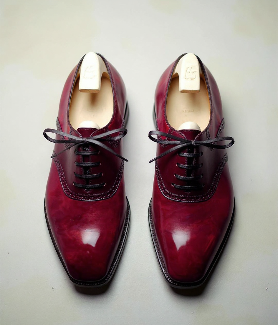 Burgundy Leather Elowen Brogue Oxfords - Formal Shoes - SS23