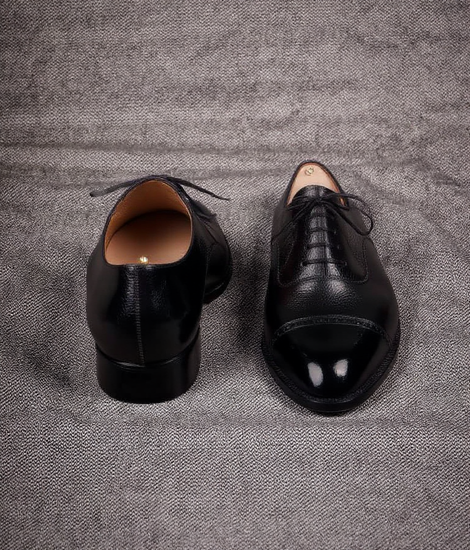Cap Toe Oxford Custom Oxfords Black Leather Vinto Brogue Toe Cap