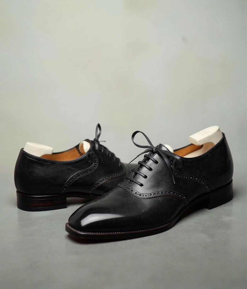 Black Leather Elowen Brogue Oxfords - Formal Shoes - SS23