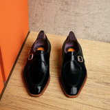 Black Leather Algarve Single Monk Straps - AW24