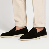 Height Increasing Black Suede Goku Yatch Loafers with White Soles - Summer 2024 Collection - ITALIAN AW26