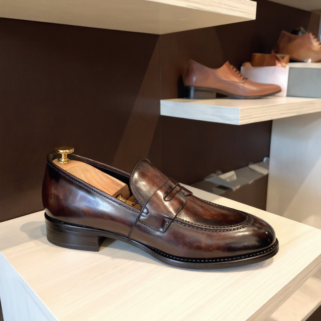 Brown Leather Altair Penny Slip On Loafers - AW24