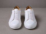 White Leather Sprint Lace-Up Sneakers with White Sole - Summer 2024 Collection