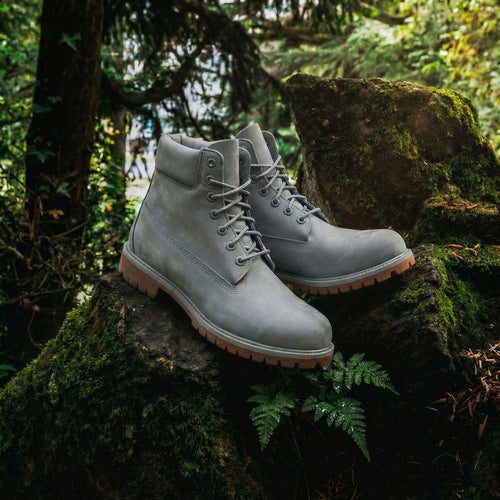 Grey Nubuck Leather Selvaggio Ankle Lace Up Combat Hiking Boots with Chunky Track Sole