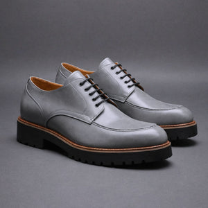 Grey Leather Orion Chunky Derby Shoes - SS23