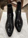Black Croc/Python/Snake Animal Print Leather Alessia Slip On Zipper Pointed Boots for Men