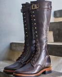 Tan Long Lace-Up Over-the-Knee Oracles Leather Boots