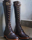 Tan Long Lace-Up Over-the-Knee Oracles Leather Boots