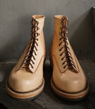 Beige Leather Lace-Up Step Steeds Boots - Hiking and Trekking Boots