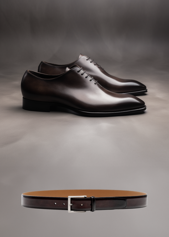 Gift for Him - Artisan Brown Leather Oxford and Belt Combo from Costoso Italiano
