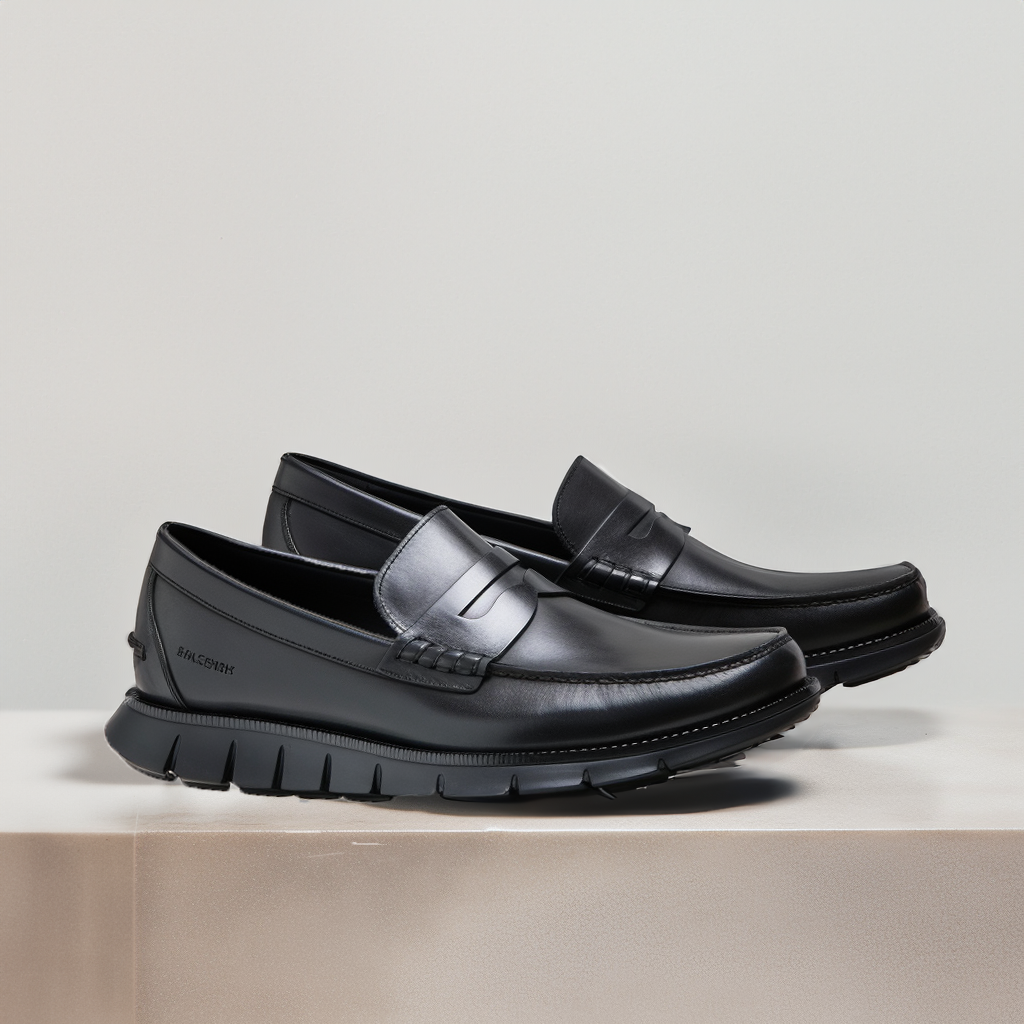 Black Leather Evarado Penny Loafers with Black Hybrid Sole - SS23 -  Casual Shoes Collection
