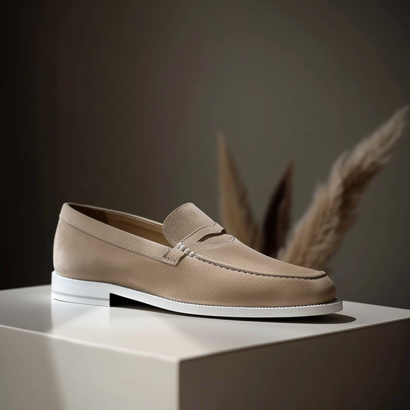 Beige Suede Gianluca Loafers